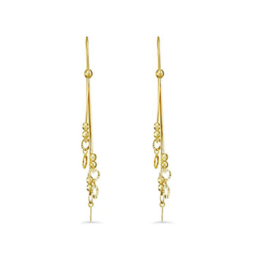Solid 14K Yellow Gold Dangle Earrings (70mm Diameter)